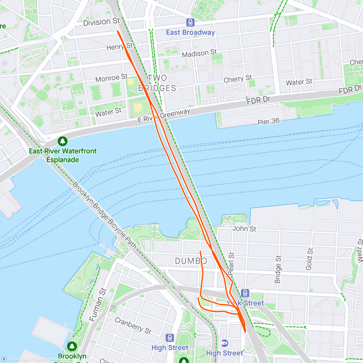 Map of the activity, East River 5000 Ekiden
