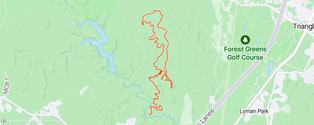 Map of the activity, Quantico 6C Mountain Bike Ride (Orange and Green)