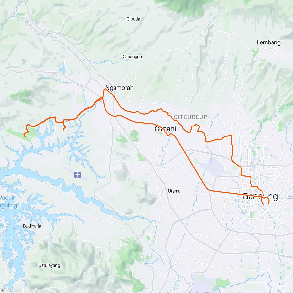 Map of the activity, KBP Loop - Kolong Kereta Cepat - Bike Origins