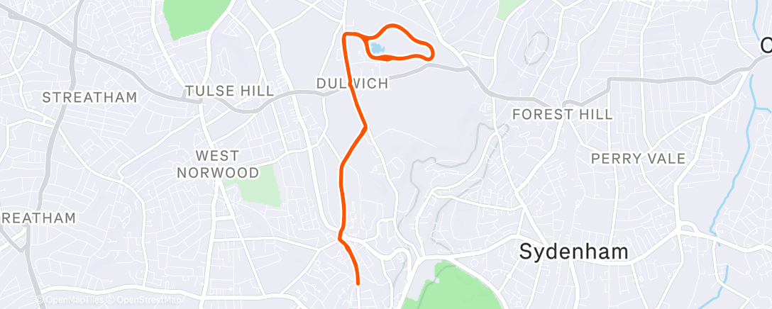 Map of the activity, Dulwich parkrun