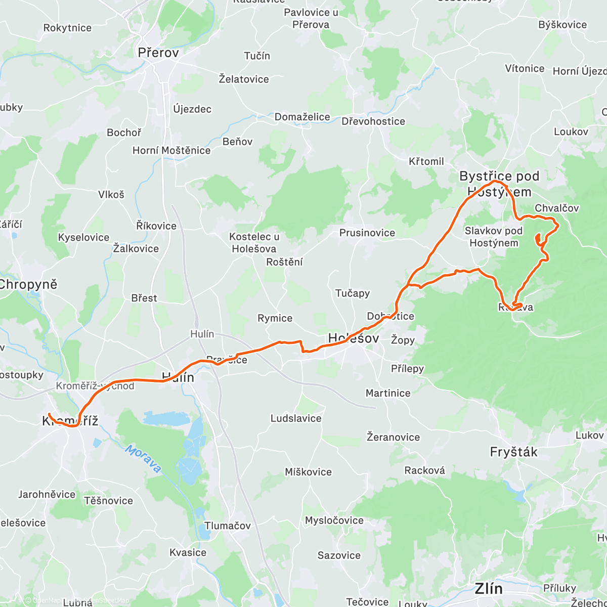 Map of the activity, Hostýn, s Kingem