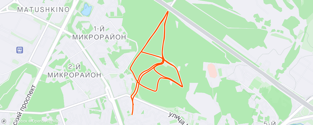 Map of the activity, Паркран (100 забег 5верст Зеленоград).