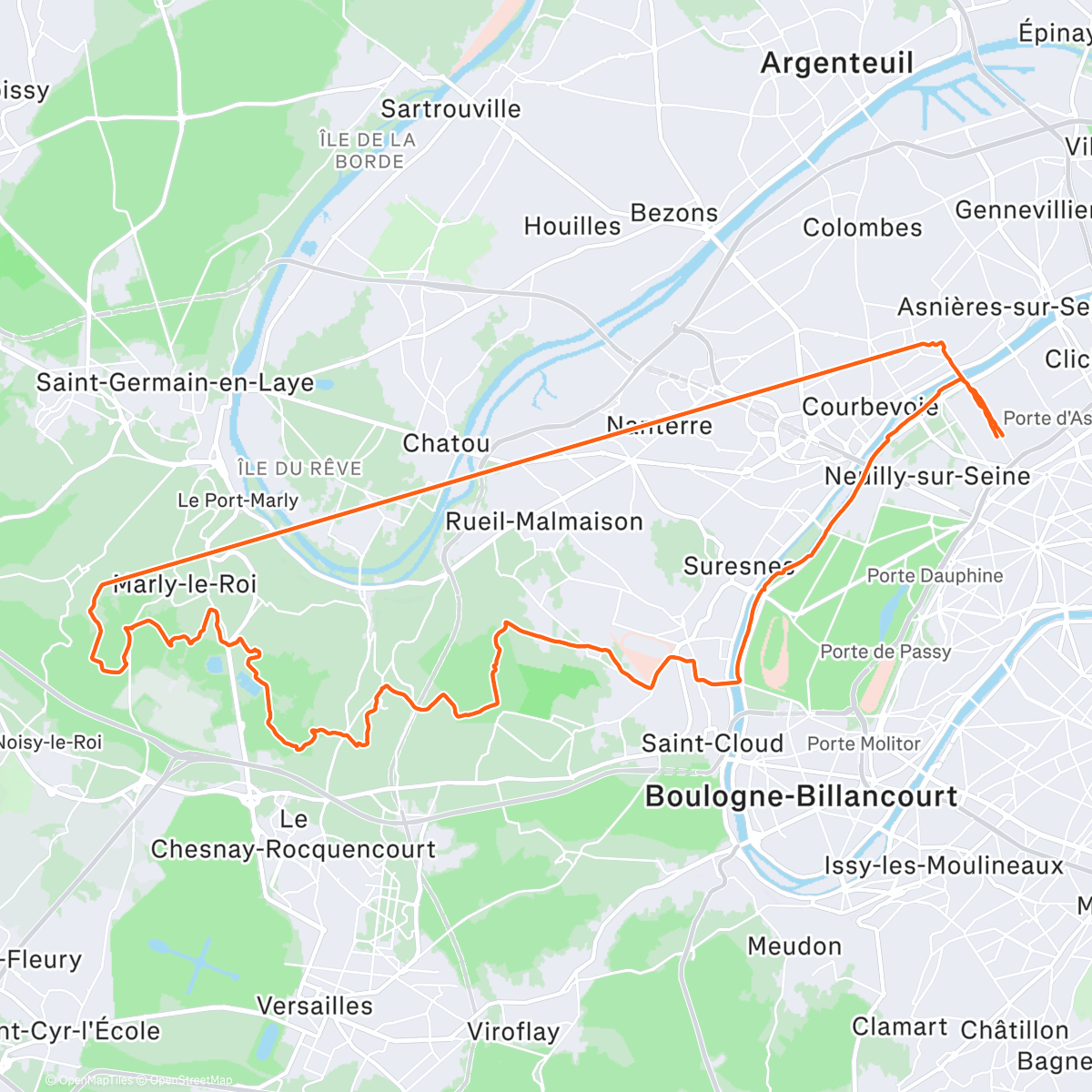 Карта физической активности (L’étang la ville -> Levallois)