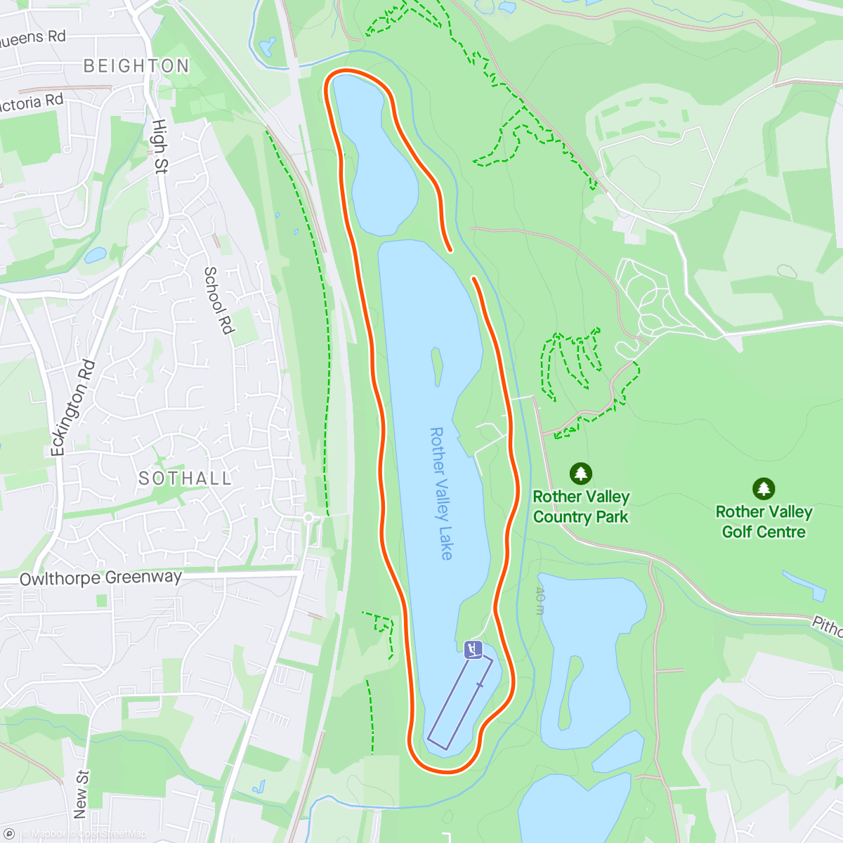 Map of the activity, Rother Valley parkrun.  Venue 99 
Nice flat one lapper