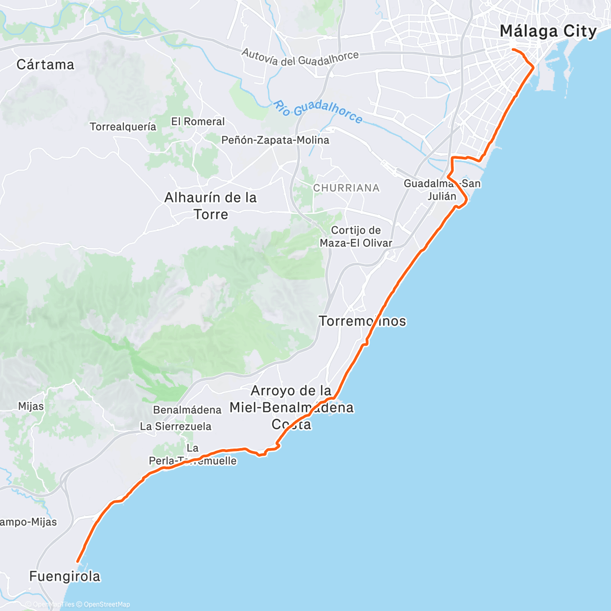 Карта физической активности (Málaga to Fuengirola)