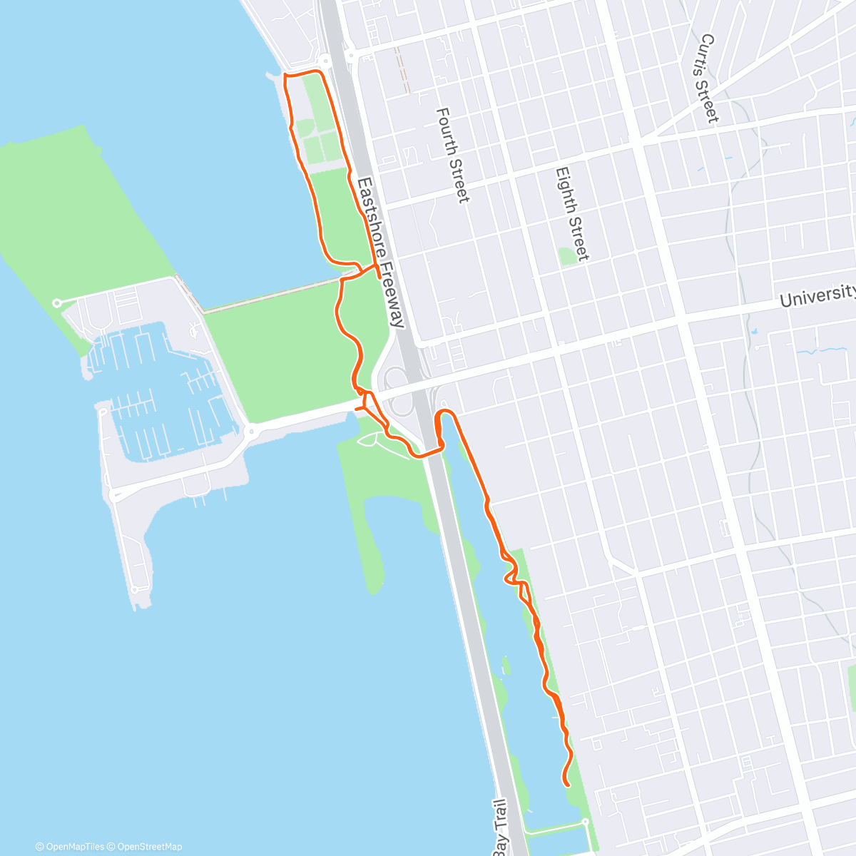 Карта физической активности (Morning run in San Francisco bay trail)