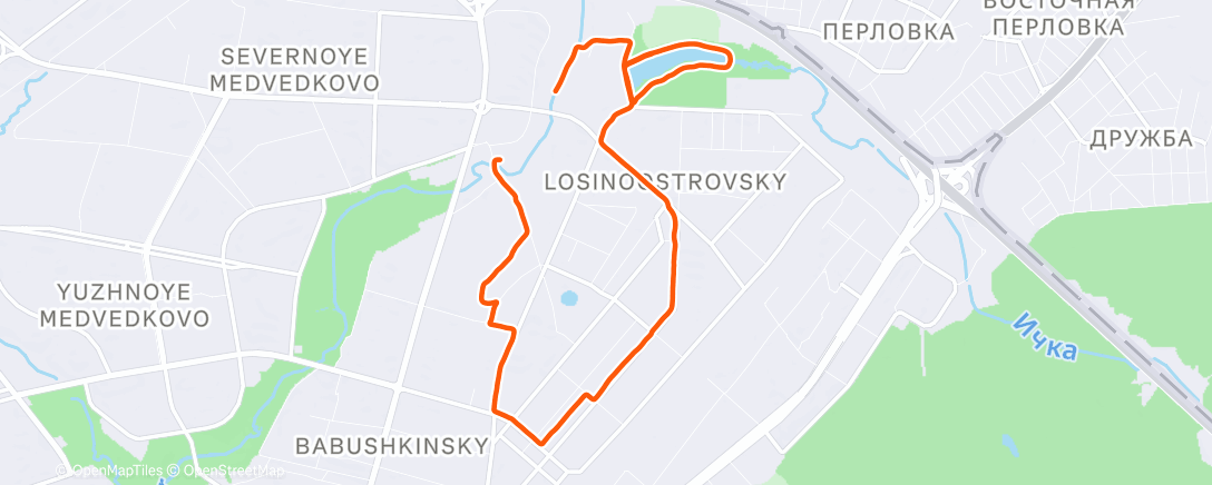 Map of the activity, Вечерний забег