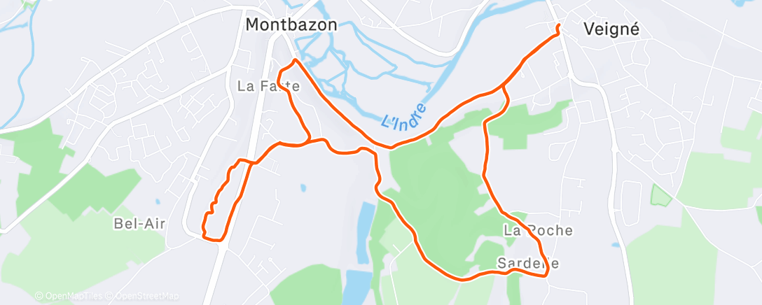 Map of the activity, Trail en soirée