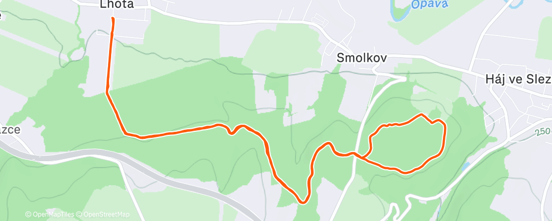 Map of the activity, Afternoon Run