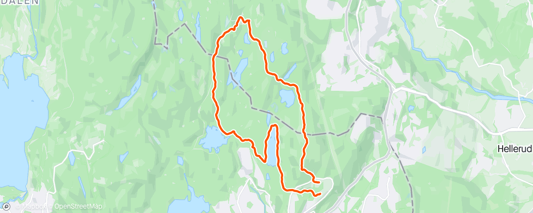 Mapa da atividade, Morning Trail Run, med litt fart