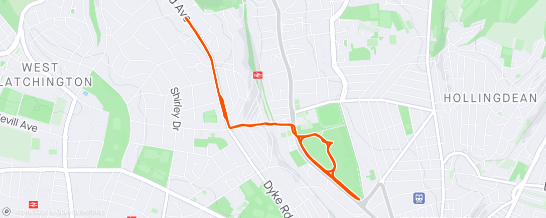 Map of the activity, Jog - park run - jog
