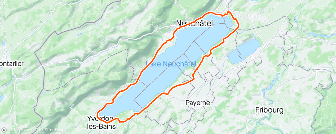 Map of the activity, Tour du lac de Neuchâtel 
⛈️💨⛈️⛈️☁️☀️💨☀️💨