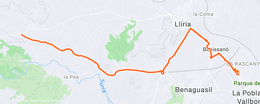 Map of the activity, Bicicleta por la tarde