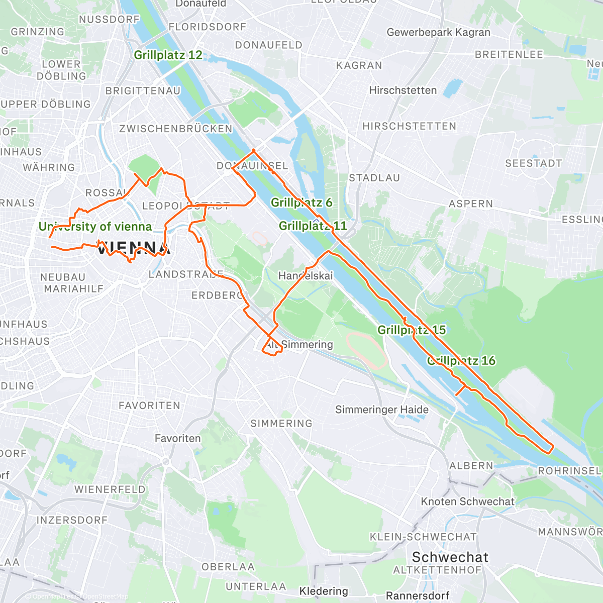 Map of the activity, Тест гревела и посмотреть Вену вновь спустя 16 лет