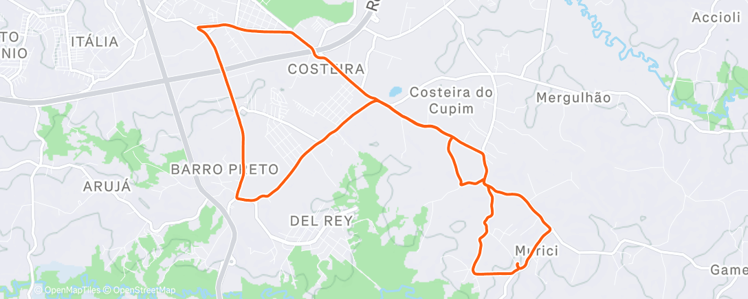 Map of the activity, Corrida ao entardecer