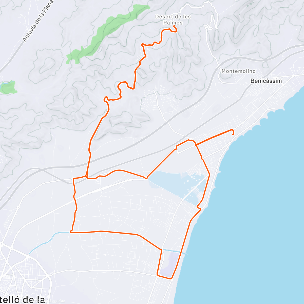 Map of the activity, 13/12/2025 Daytrip to Benicàssim. Testing