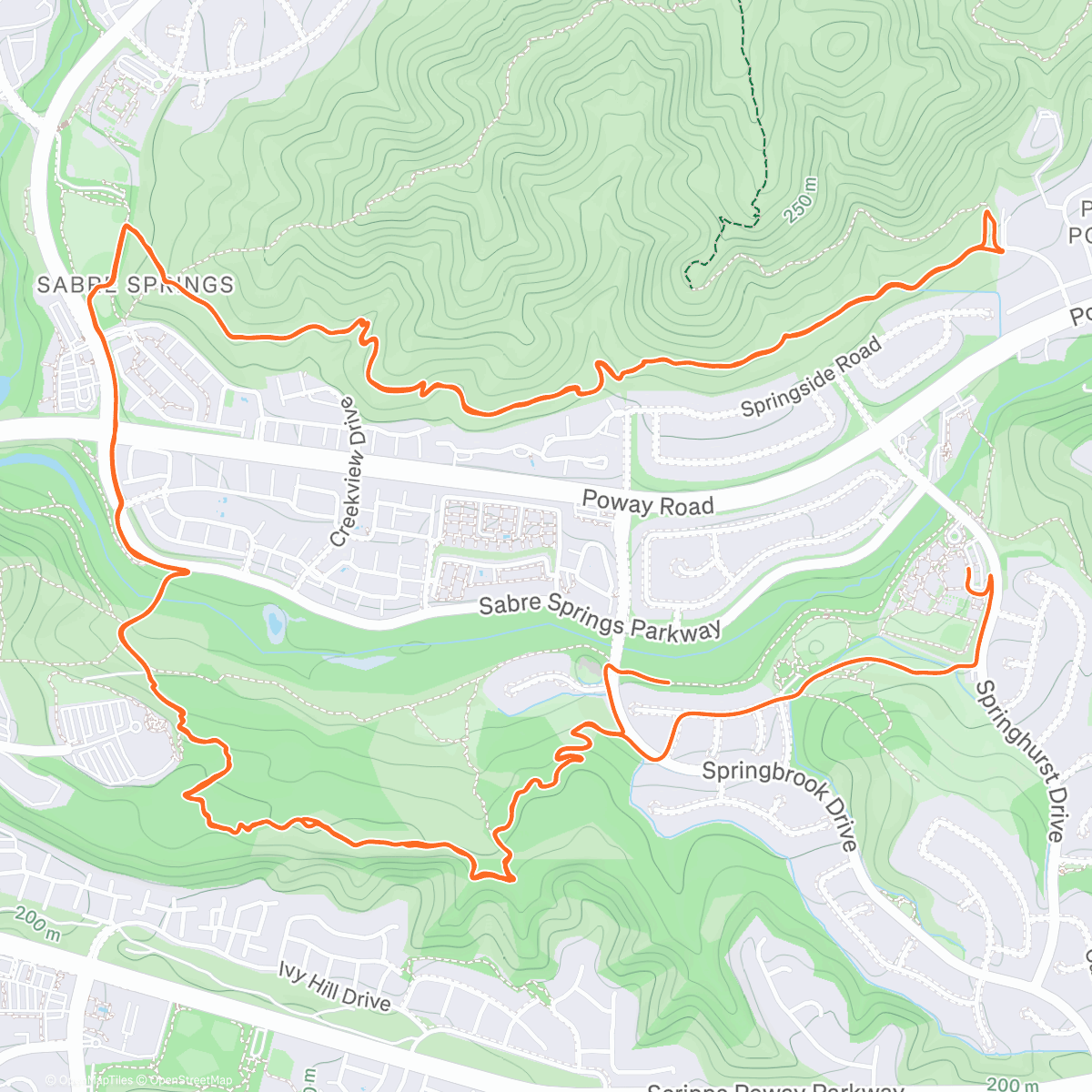 Map of the activity, Sabre Springs Quickie