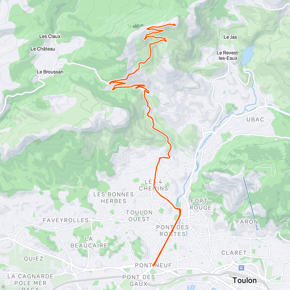 Map of the activity, Sortie vélo en soirée