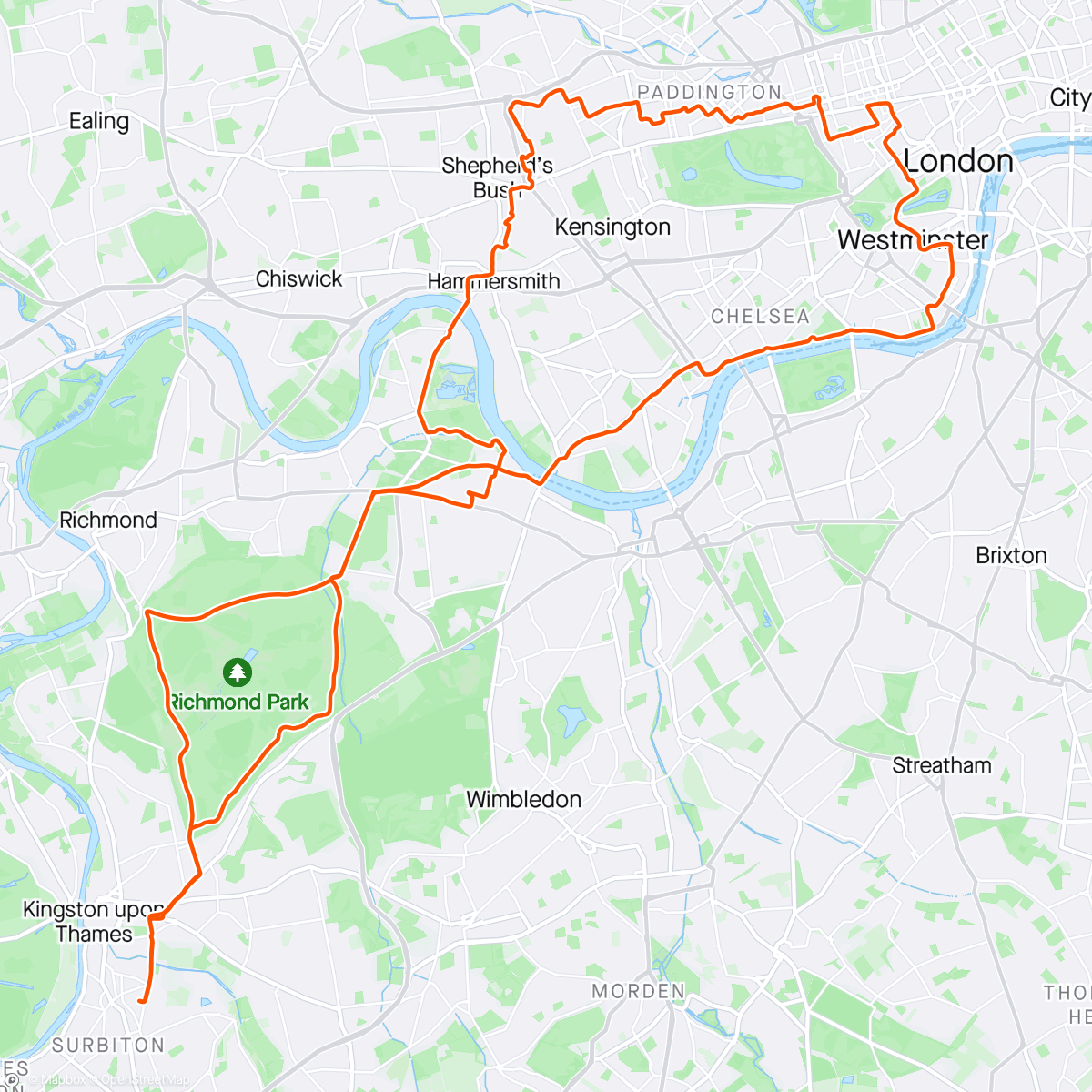 Mapa da atividade, Hyde Park circumnavigation