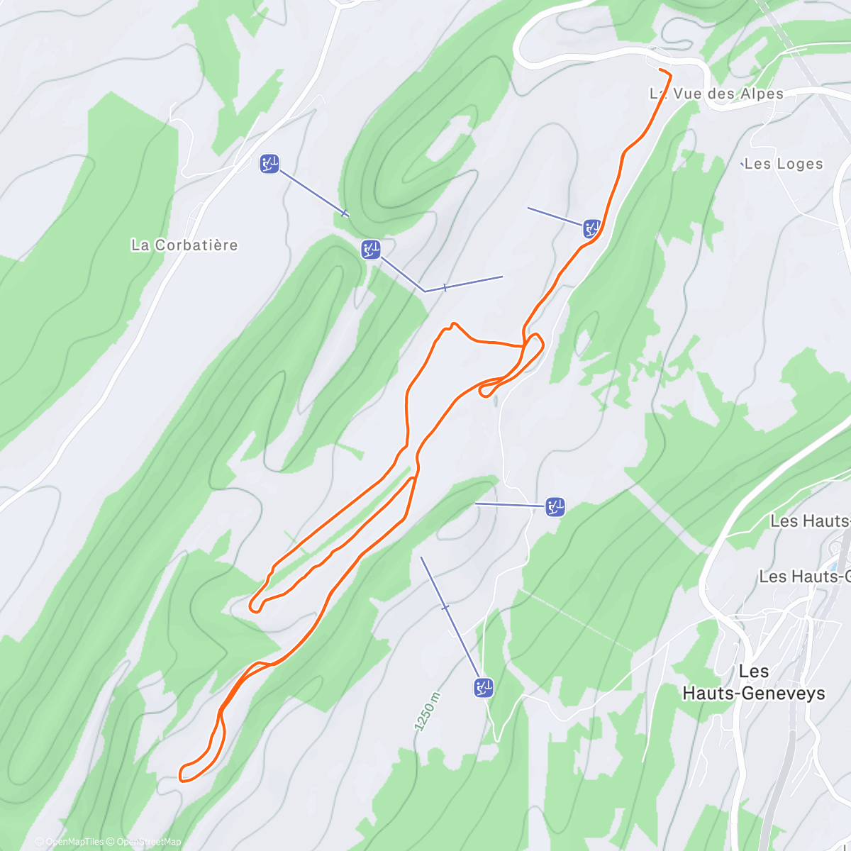 Map of the activity, Ski nordique dans l'après-midi