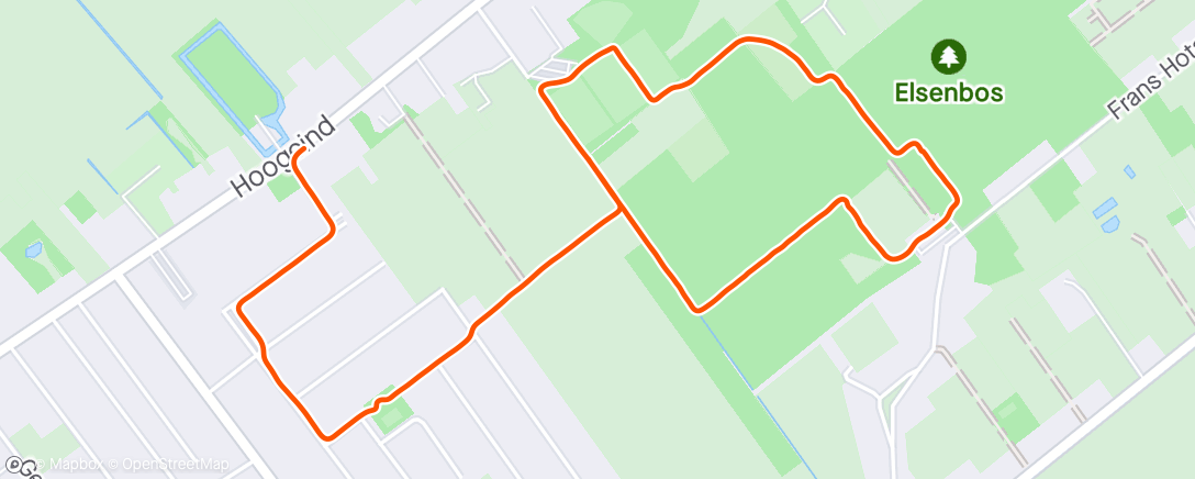 Map of the activity, 2km met vrouwtje - rest solo