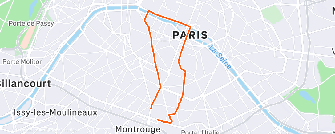 Map of the activity, Course à pied du midi