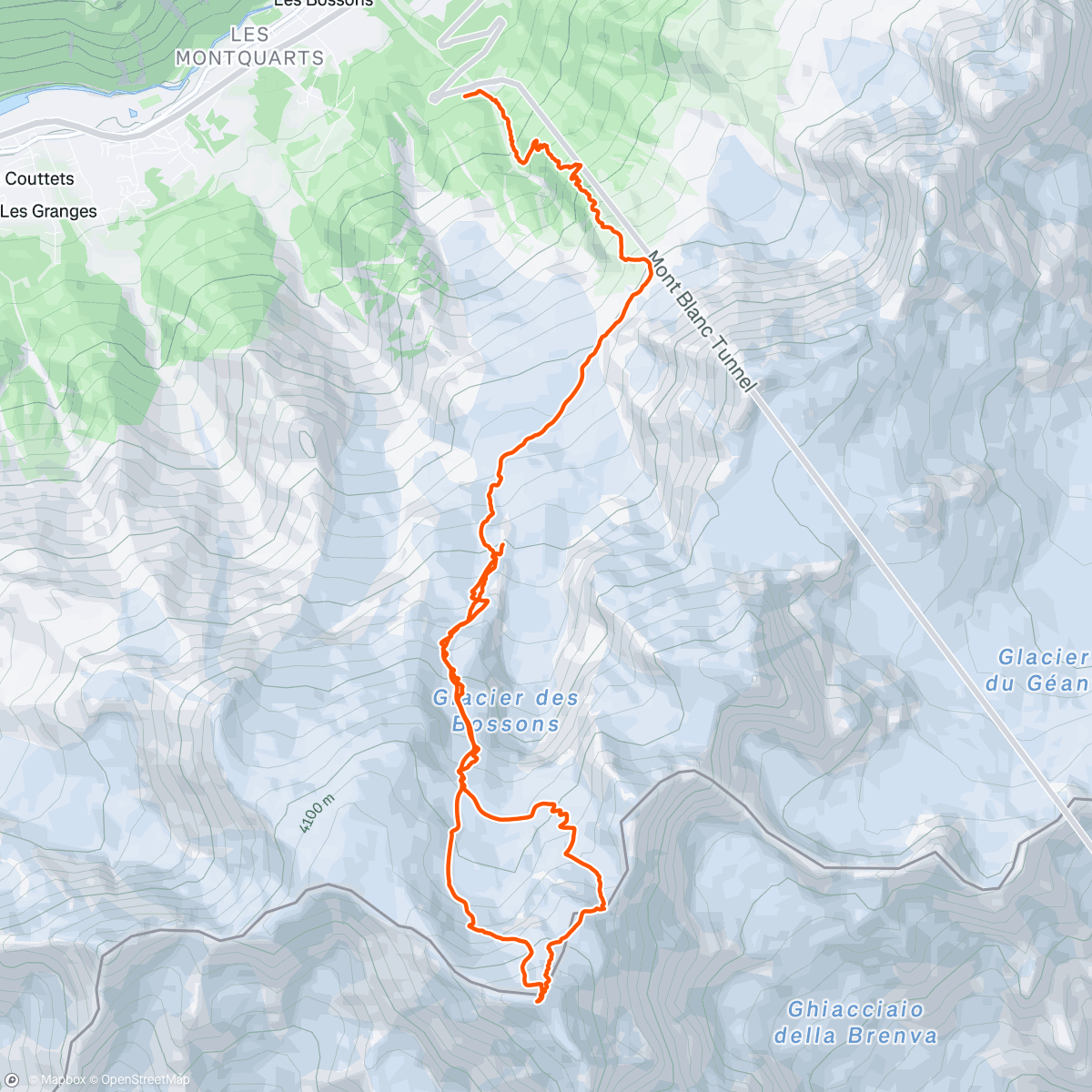 Map of the activity, Mont Blanc Summit Day!