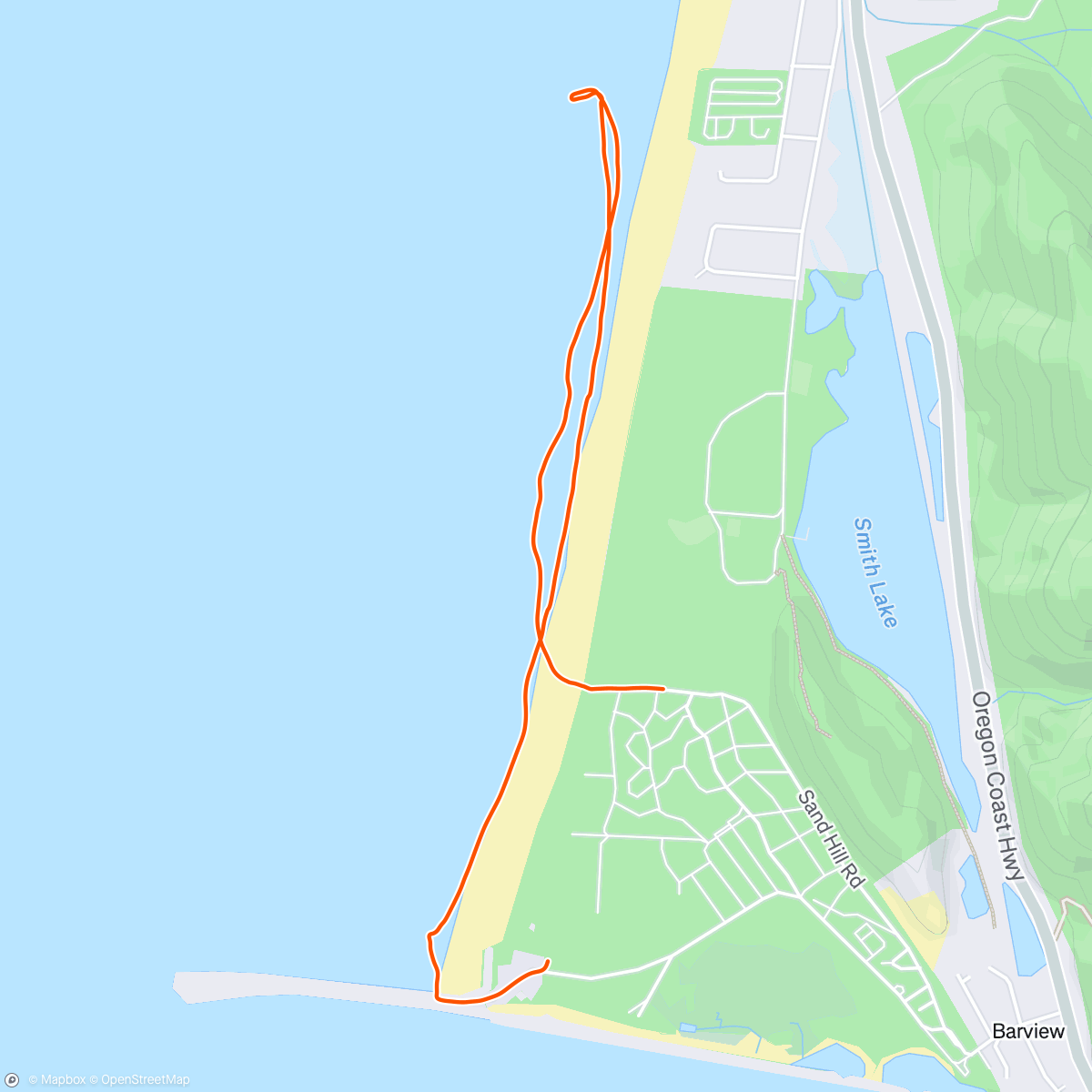 Map of the activity, Beach Run