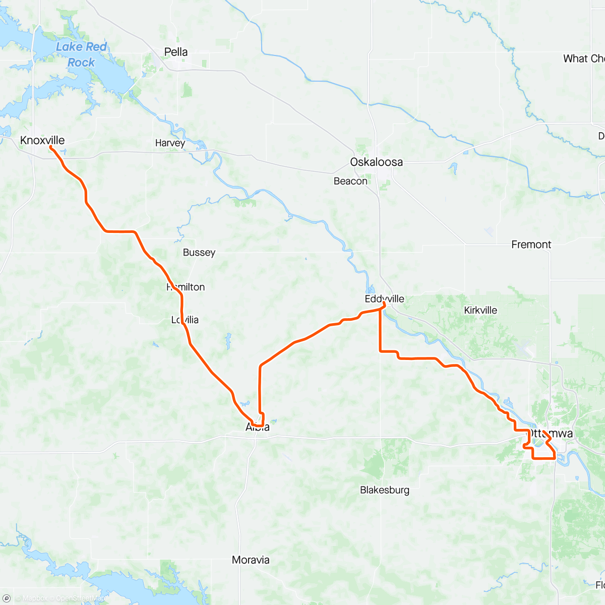 Map of the activity, RAGBRAI Day 5