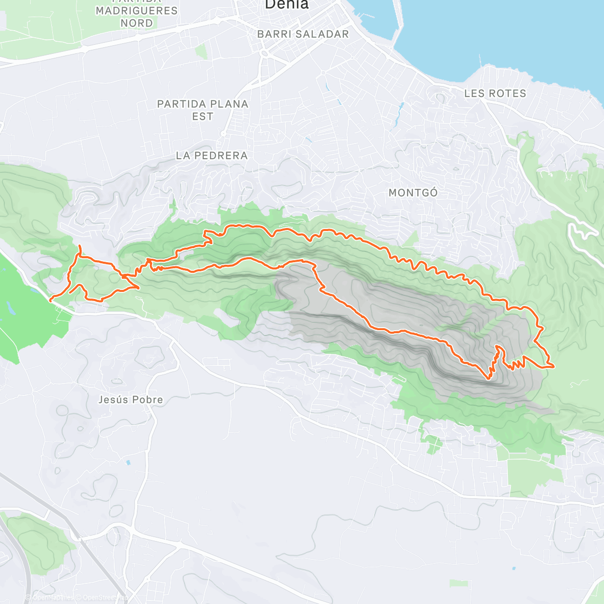 Map of the activity, Great run to Montgó peak