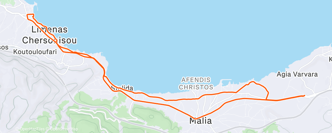 Map of the activity, Afternoon Run