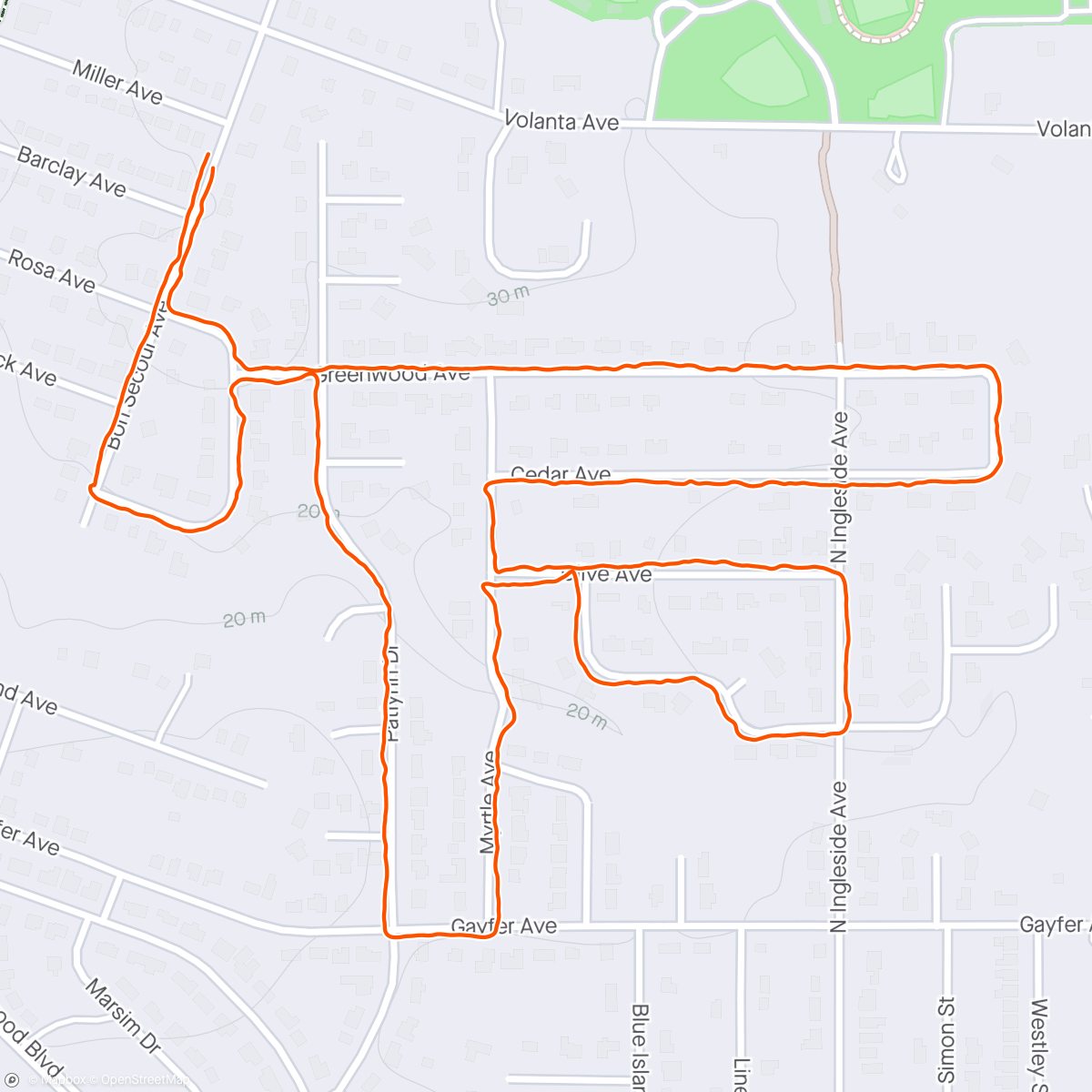 Map of the activity, Night Hike - 40 lbs