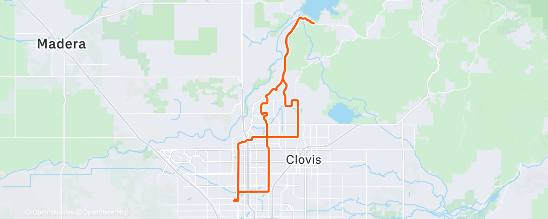 Map of the activity, Tuesday's Friant Dam Express and a Fire at Valley Fitness