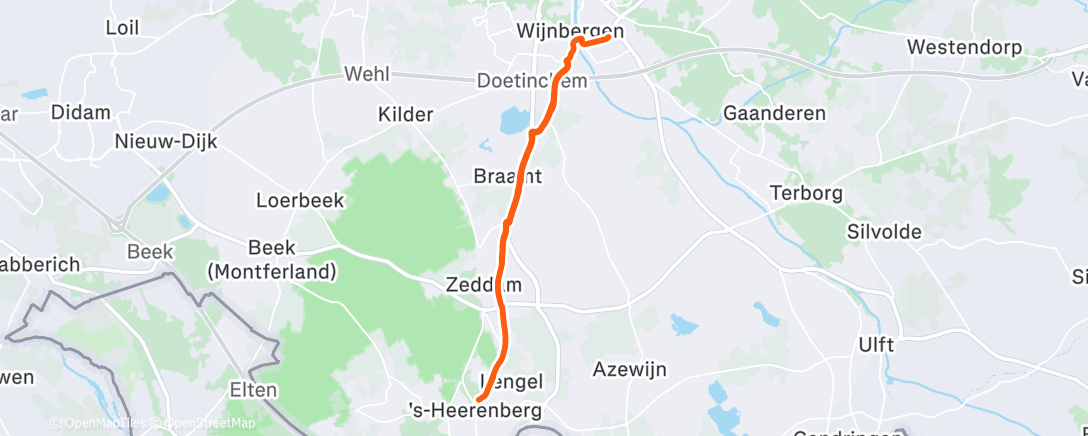 Map of the activity, Ochtendrit op mountainbike