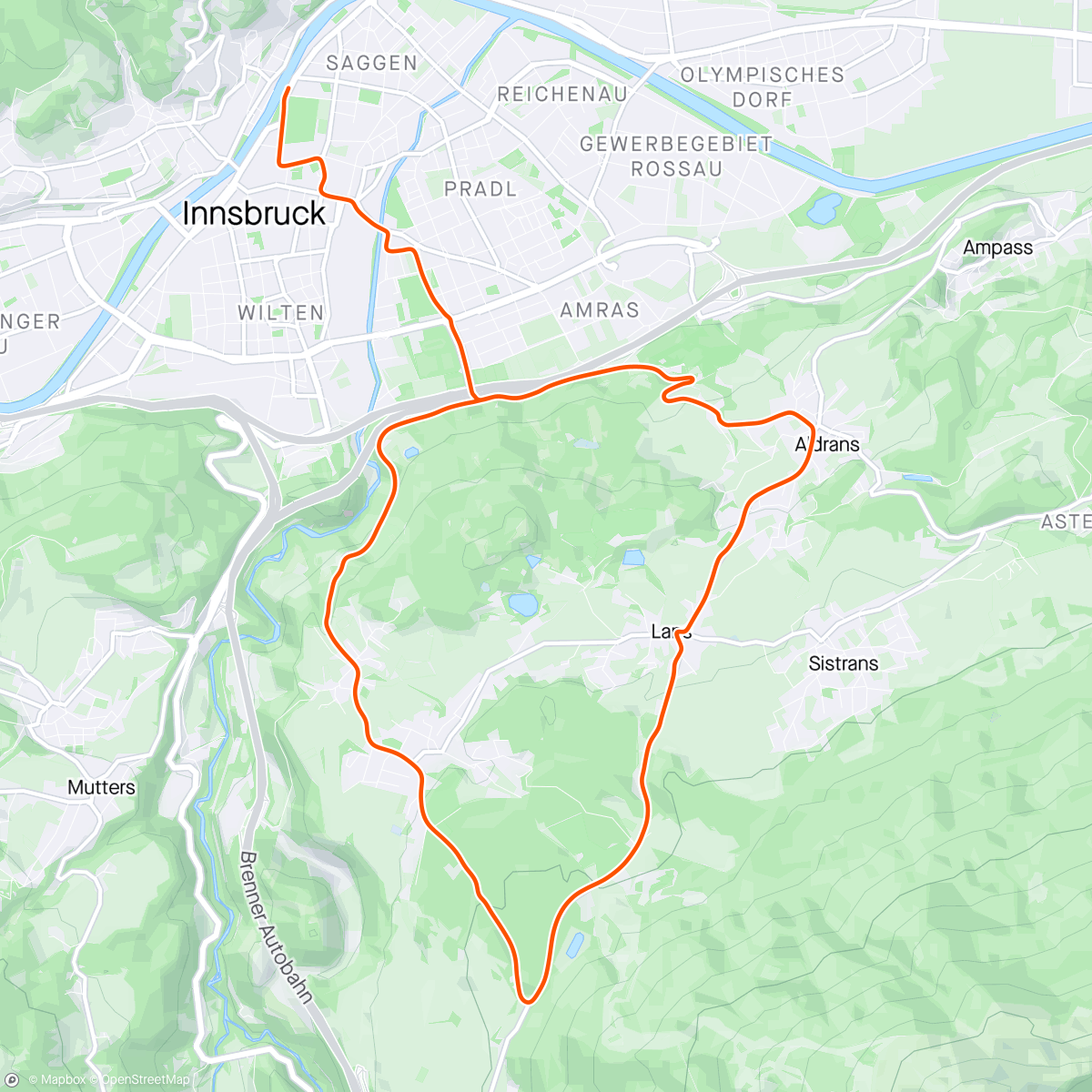 Map of the activity, Zwift - 3' VO2 intervals in Innsbruck