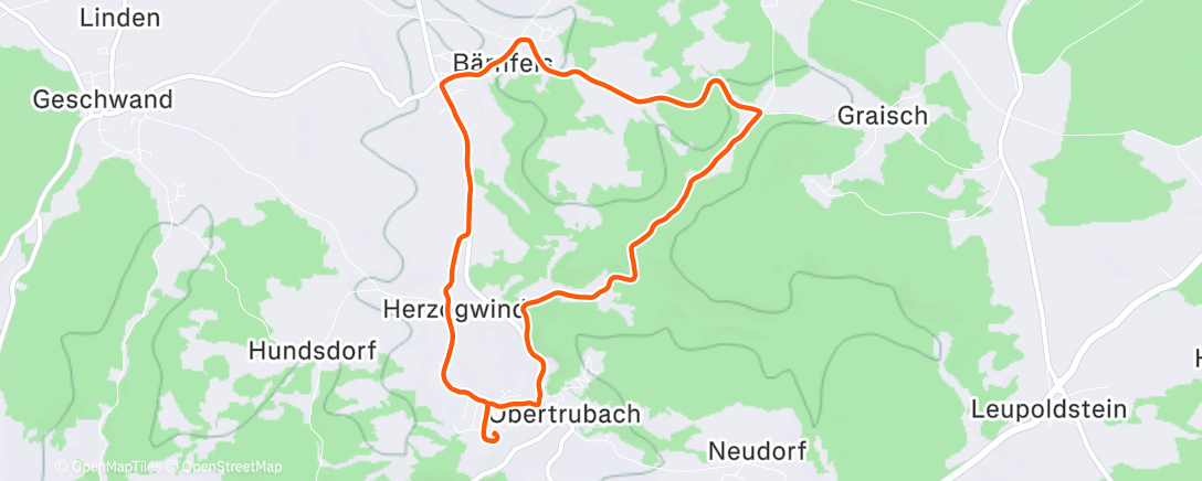 Map of the activity, Afternoon Run