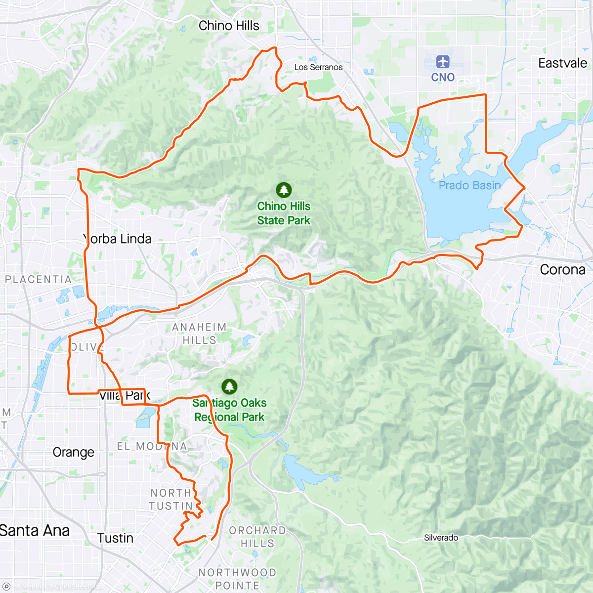 Map of the activity, 50 mile ride with Sean