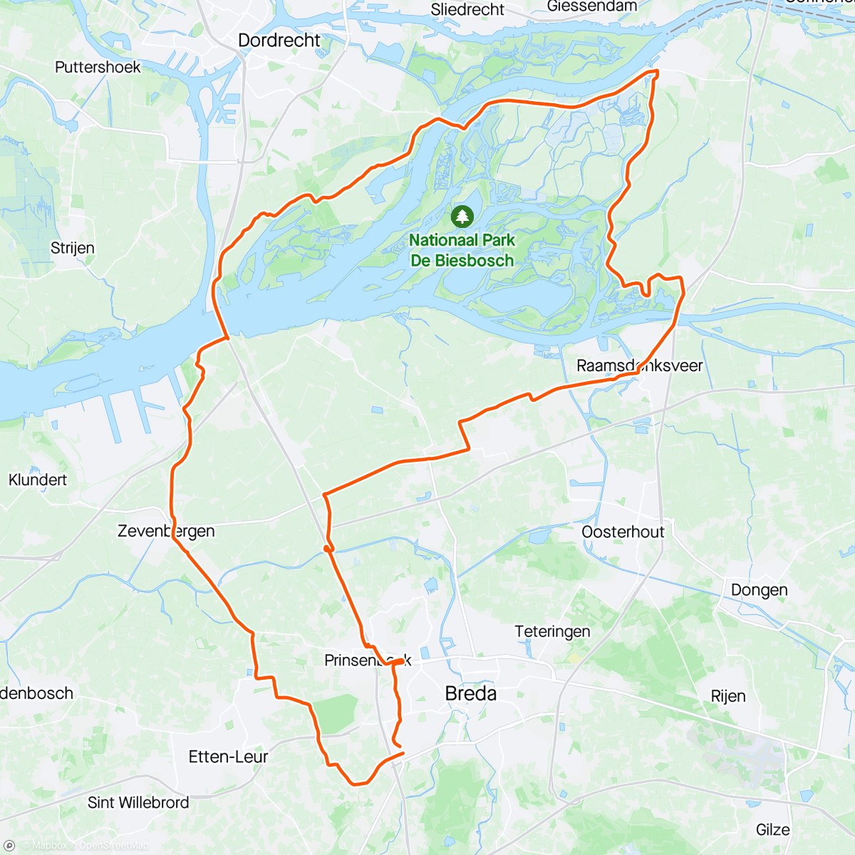 Map of the activity, Rondje pontje / Biesbosch