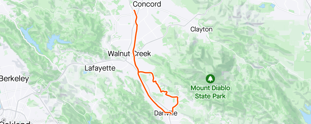 Map of the activity, Touring Bike: Alamo loop and IHT to Concord