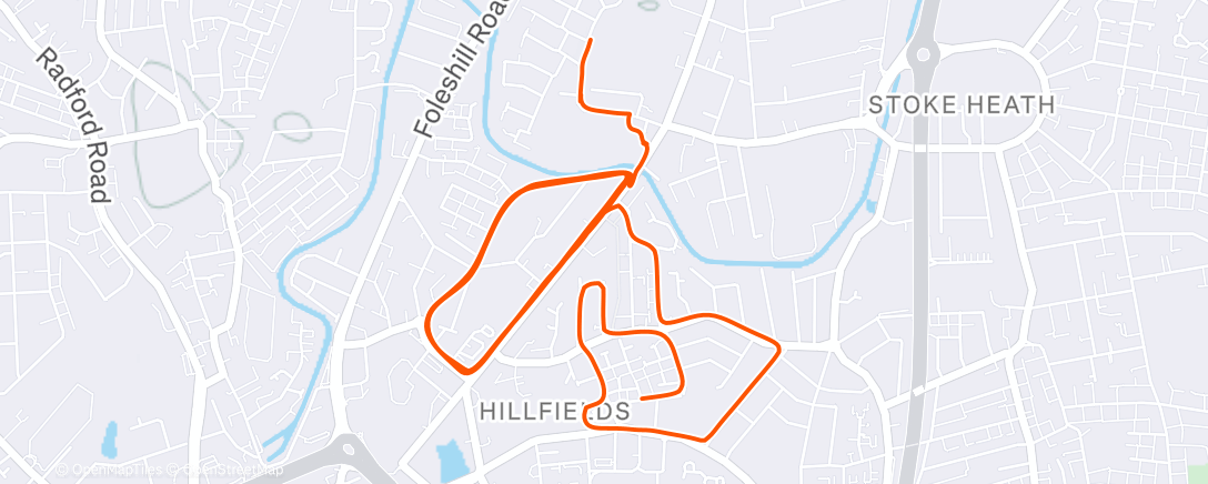 Map of the activity, Afternoon Run