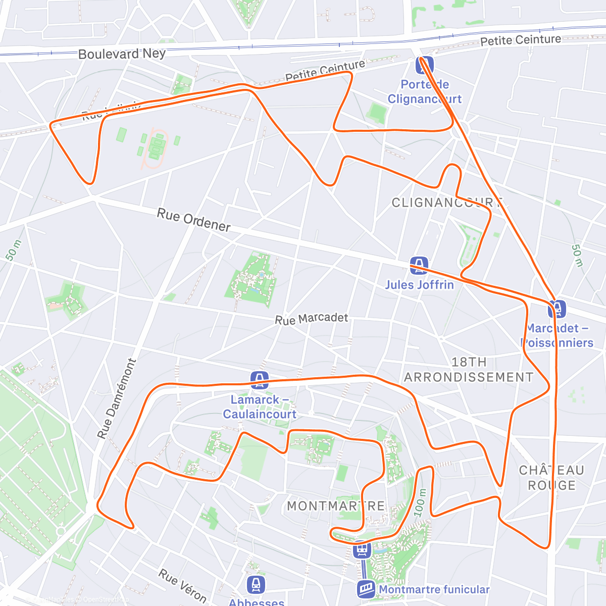 Map of the activity, 10k Montmartre 2026
