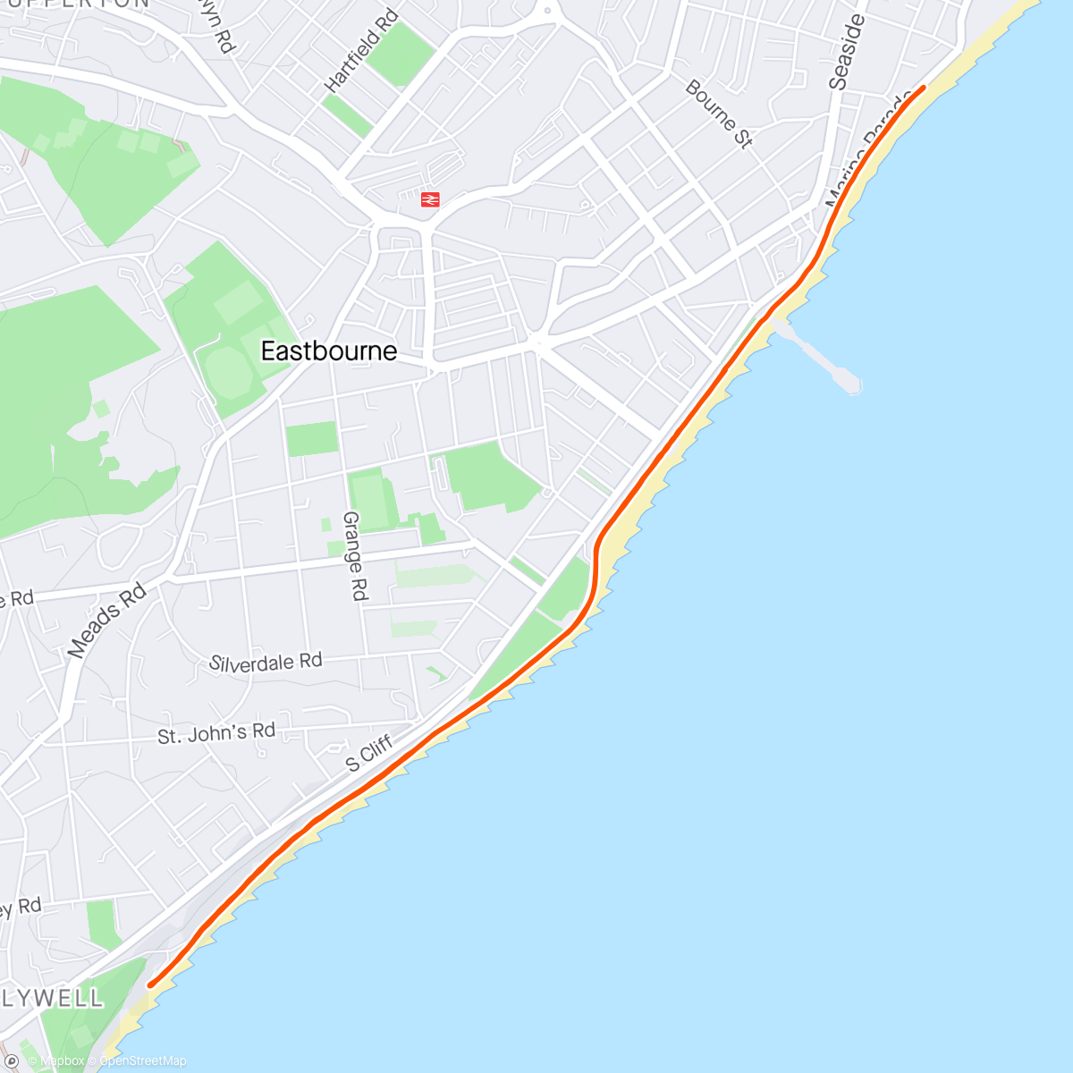 Mapa da atividade, Gentle 5k run along the seafront with Anita