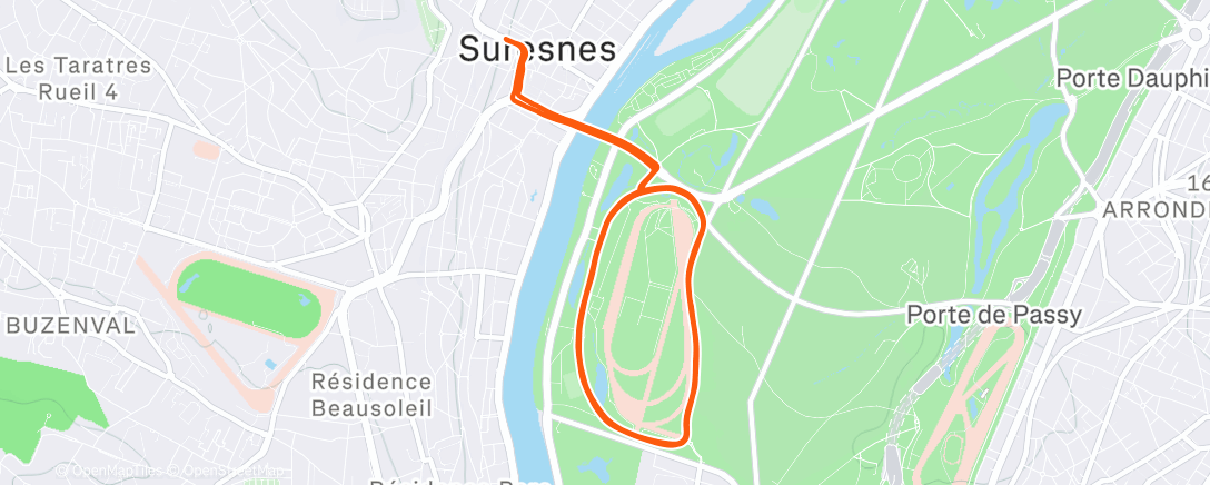 Map of the activity, 60' @Z2 with max sprints