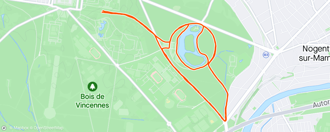 Map of the activity, 10 KM du château de Vincennes - RP 46'02