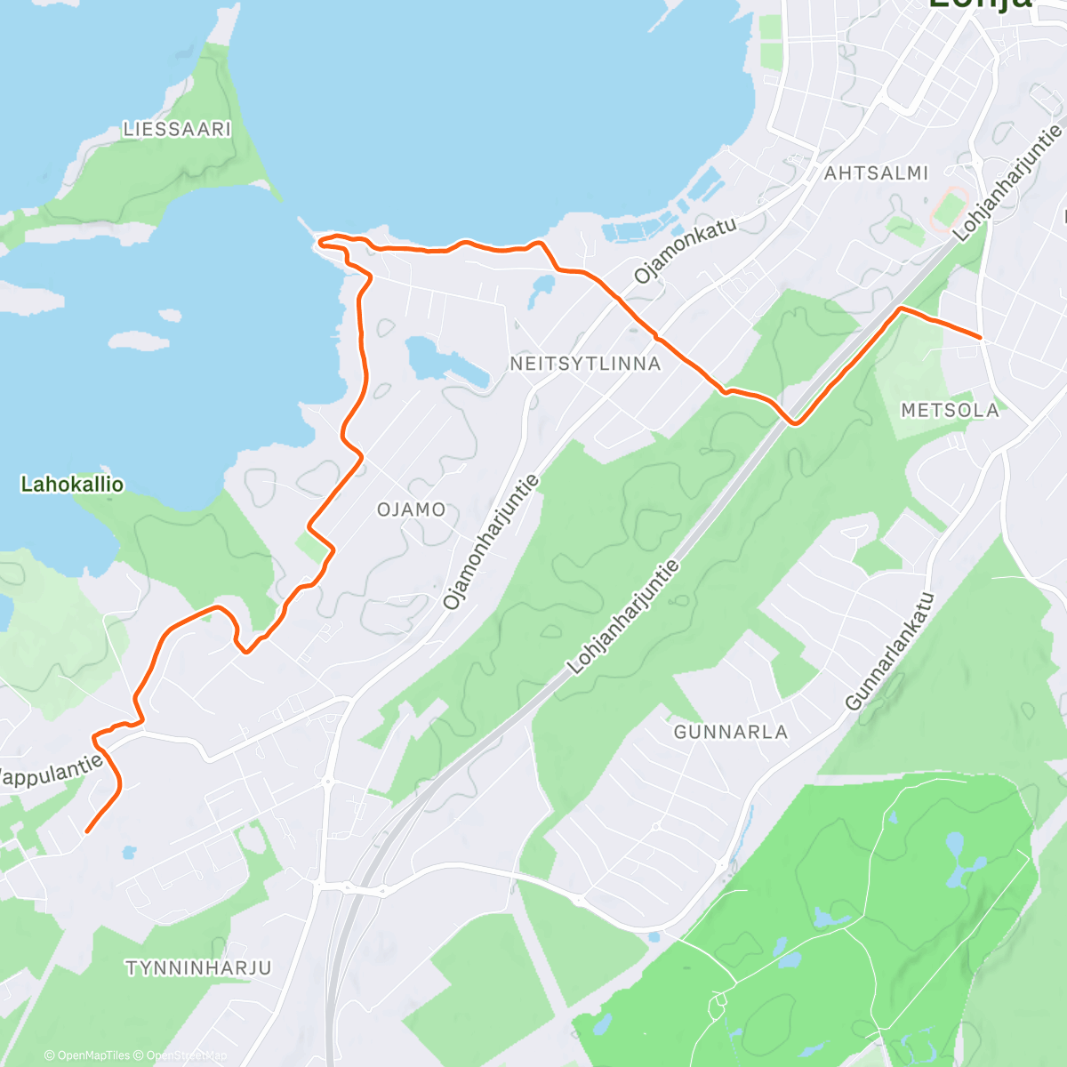 Map of the activity, Lunch Trail Run.