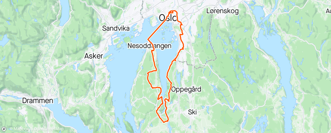 Map of the activity, Cyclocruxing på Nesoddens tang