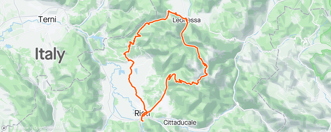 Map of the activity, Giro del Terminillo