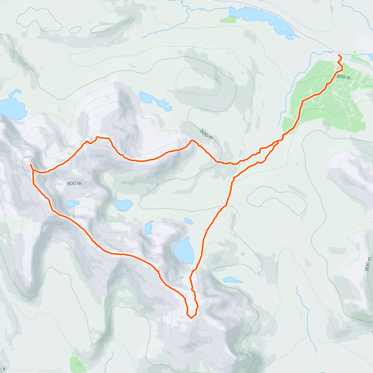 Map of the activity, 4 Fannich tops on a four season day