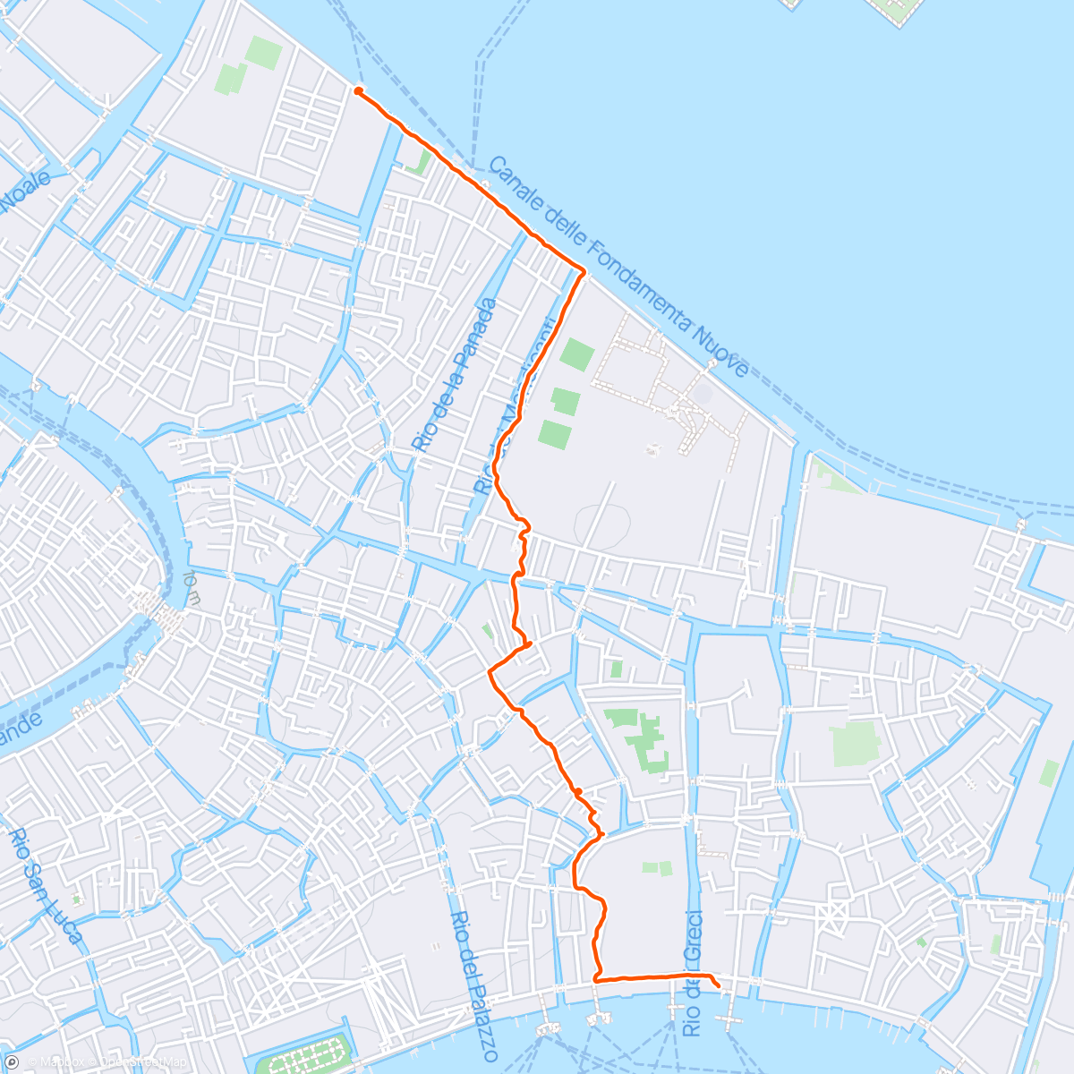 Map of the activity, Evening Walk across Venice as there’s a ferry strike 🙄