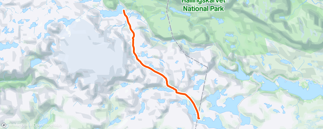 Map of the activity, Kraekja to Finse hytte